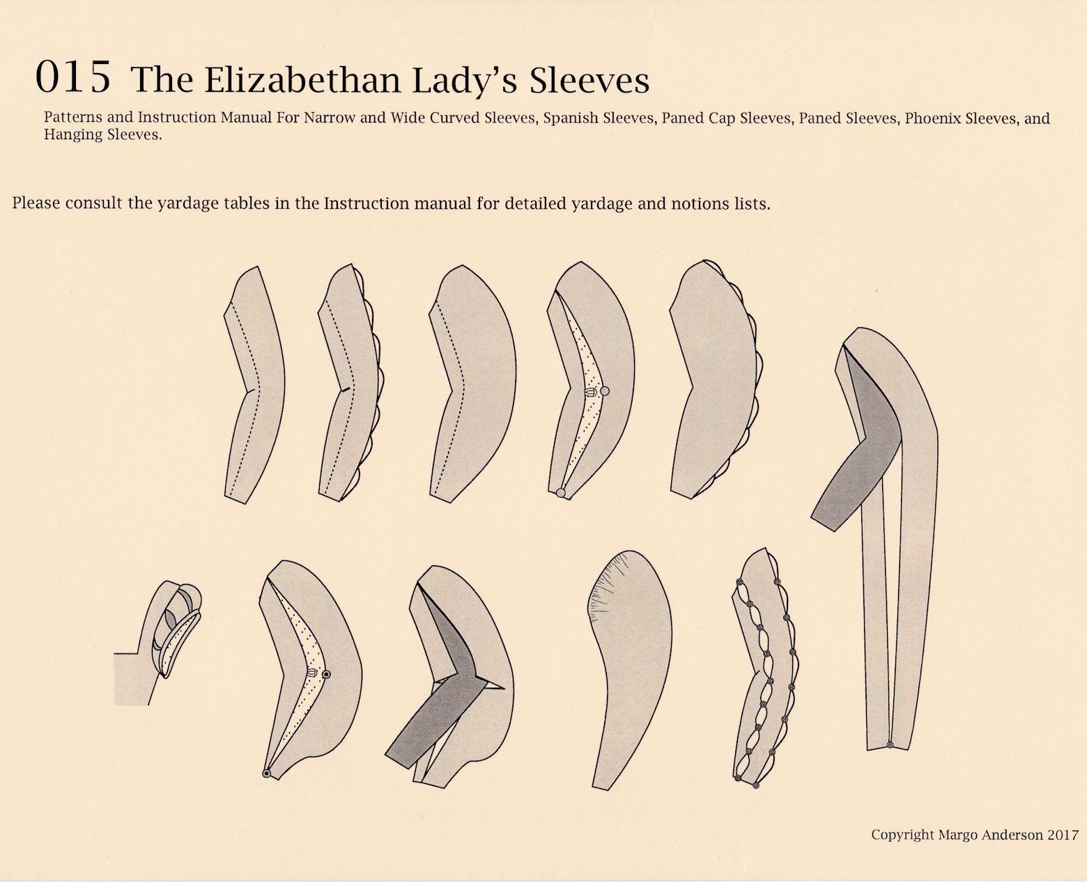Elizabethan Sleeve Pattern 1 Spiral Paned Sleeves